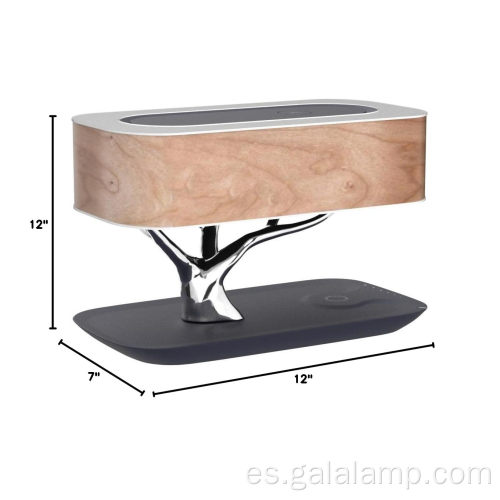 Lámpara de mesa de madera con base de árbol
